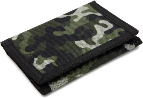 Cartera de nailon con seguridad RFID, diseño de tres pliegues, con monedero pequeño con cremallera, para hombres y niños, Verde), PT-61539