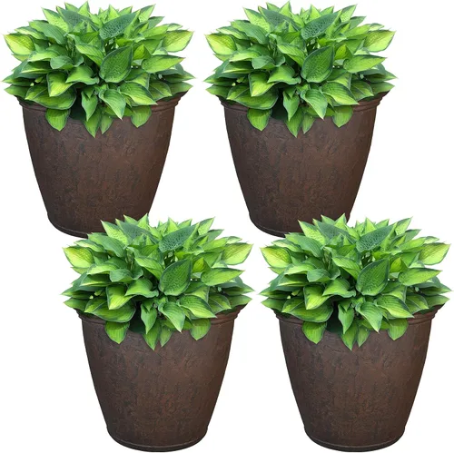 Miniatura 30 de Sunnydaze Anjelica - Maceta grande de plástico de 20 pulgadas para plantas, maceta grande de plástico de doble pared para exteriores con agujeros