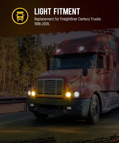 Miniatura 3 de Partsam 1 par de luces de circulación diurna de reemplazo para Freightliner Century 1996-2005, ámbar 61 LED/Lente transparente