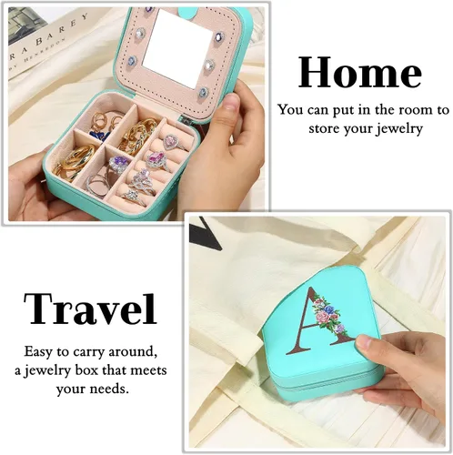 Miniatura 6 de Yesteel Regalos para mujeres y ella, organizador de joyas de viaje, pequeño estuche de viaje, mini joyero, organizador de viaje, anillo collar