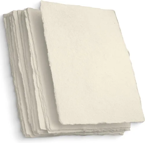 Miniatura 9 de Wanderings Papel hecho a mano A4 Crema para medios mixtos con borde envejecido - 8.25x11.7-150 GSM - 50 hojas de papel texturizado prensado en frío