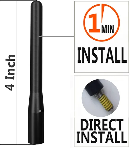 Miniatura 2 de Antena de aleación de aluminio de radio corta de 4 pulgadas para Toyota Tundra (2000-2020), Toyota Tacoma (2005-2016), Toyota FJ Cruiser