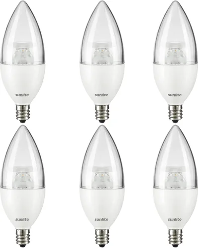 Sunlite Bombilla LED B11 transparente con punta de torpedo, 4.5 vatios (equivalente a 40 W) 300 lúmenes, base de candelabro E12, regulable, 5000K