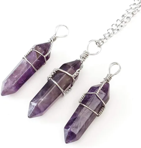 Miniatura 4 de 1 collar con colgante de piedras preciosas naturales cristal curativo cuarzo reiki chakras joyas de 18 pulgadas regalo de cumpleaños para mujeres