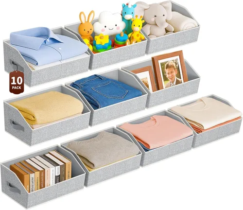 Miniatura 9 de Homsorout Organizadores Grandes de Armario y Contenedores de Almacenamiento - Paquete de 6 Cestas de Almacenamiento Trapecio para Estantes, Cestas
