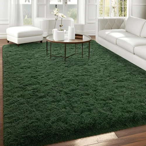 Miniatura 3 de Alfombras grandes de color verde oscuro para sala de estar, alfombra grande de 5 x 7 pies para dormitorio, alfombra de felpa gruesa para niños y A
