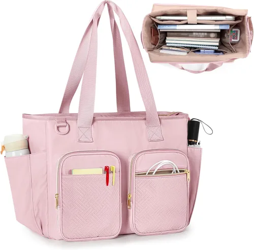 Miniatura 7 de Bolso para profesores con compartimento para laptop, bolsa grande para trabajo y suministros para profesores, color negro (vacío, diseño patentado)