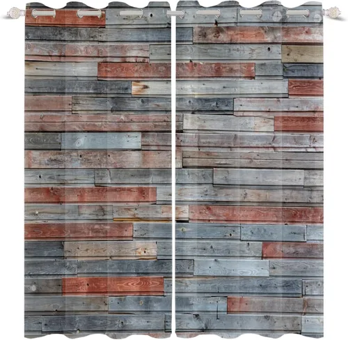 Miniatura 36 de Cortinas rústicas para ventana de puerta de granero, puerta de madera gris, puerta de garaje, tratamiento de ventana para sala de estar, dormitorio