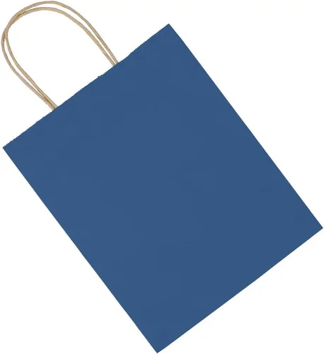 Miniatura 6 de bagmad Paquete de 100 bolsas de papel de regalo azules medianas de 8 x 4.75 x 10 pulgadas con asas, bolsas de papel de estraza a granel, bolsas