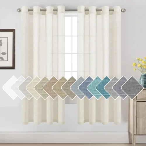 Miniatura 60 de H.VERSAILTEX Cortinas de 96 pulgadas de largo, cortinas de lino/cortinas transparentes de mezcla de lino natural/paneles/cortinas para sala