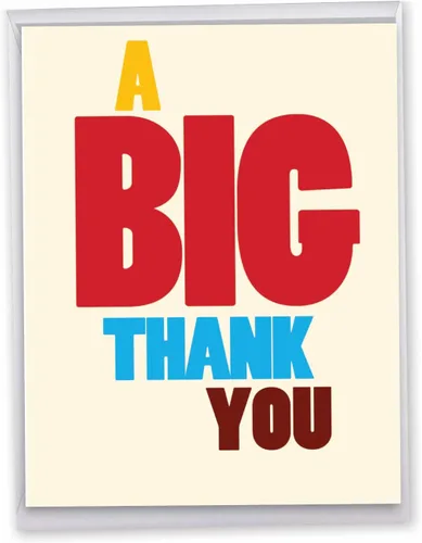 NobleWorks - Tarjeta de felicitación de agradecimiento extra grande de nosotros de 8.5 x 11 pulgadas con sobre (paquete de 1) de gran tamaño Jumbo