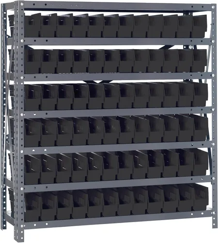 Miniatura 246 de Quantum QSBU-245BK Heavy Duty Shelving Unit with (7) Shelves and (24) QUS245 Black Bins for Garage Warehouse Storage Distribution 400 lb Load