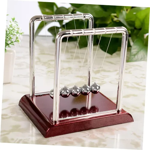 Miniatura 3 de TOYANDONA Bola grande de péndulo Newton con base cuadrada de metal con movimiento perpetuo para decoración de oficina en casa y regalo educativo