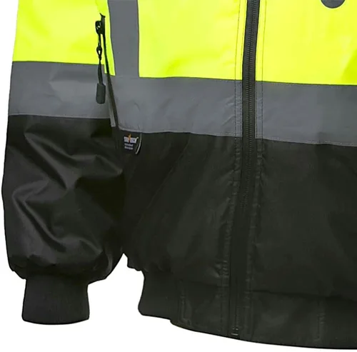 Miniatura 12 de Pioneer Hi Vis - Chaqueta bomber de seguridad climatizada impermeable - Equipo de lluvia de invierno clase 3 para hombres - Cinta reflectante