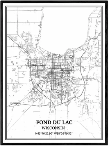Miniatura 20 de TANOKCRS Kenosha - Póster impreso en lienzo con diseño de mapa de Estados Unidos de Estados Unidos, sin marco, moderno, en blanco y negro, regalo