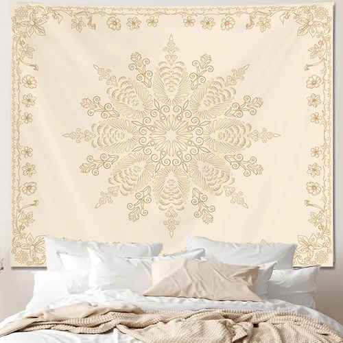Miniatura 14 de Apdidl Tapiz bohemio de mandala negro para estética de dormitorio, decoración hippie, astrología espacial, arte de pared, tapices de techo, manta