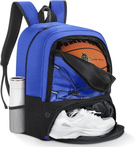 Miniatura 9 de MoKo Mochila de baloncesto con gancho, mochila grande de voleibol y fútbol, bolsa de gimnasio con compartimentos separados para pelotas y zapatos