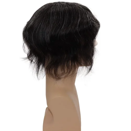 Miniatura 6 de toupee tupé para hombres 0.002 in ultra suave y transparente piel fina con bucle en V línea capilar natural para hombre, extensiones de cabello 1B