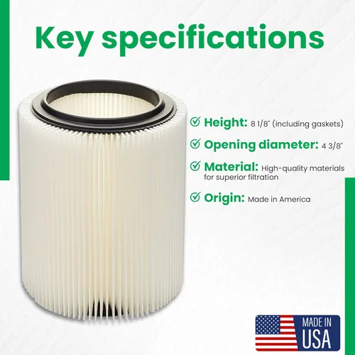 Miniatura 8 de Filtro de repuesto para aspiradora Craftsman y Ridgid Shop Vacs Parte # 9-17816 y Parte # VF4000, 1 paquete + tapa, filtro original