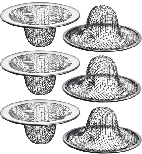 Paquete de 6 - 2.125" Superior / 1" Cesta - Colador de Desagüe de Malla para Fregadero Atrapa Cabellos para Fregadero de Baño, Utilidad, Fregadero