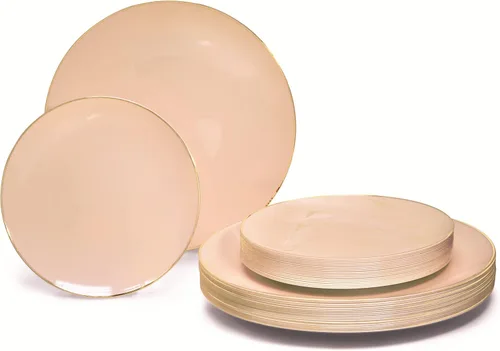 Miniatura 10 de Ocasiones" Paquete de 50 platos (25 invitados) - Juego de platos de plástico desechables para fiesta de boda, cena de 25 x 10.25 pulgadas + 25 x