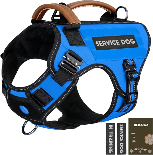 Miniatura 10 de Chaleco para perro de servicio - HEYCAHVA Arnés táctico para perro con hebillas metálicas completas para perros grandes y medianos, chaleco Negro