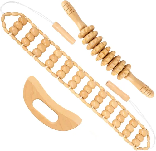 Miniatura 8 de Juego de 16 herramientas de masaje de terapia de madera, kit de maderoterapia para esculpir el cuerpo, drenaje linfático y masaje de tejidos