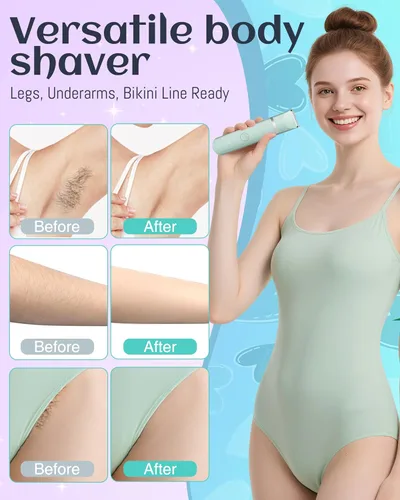 Miniatura 4 de Maquinilla de afeitar eléctrica impermeable para bikini para mujeres, afeitadora de vello púbico, afeitadora recargable con cuchillas cerámicas
