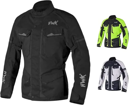 Chaqueta de motocicleta para hombres para viajes y aventuras, reforzamiento CE, a prueba de agua, AVD, para las 4 estaciones Negro