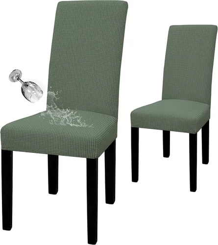 Miniatura 15 de Easy-Going - Juego de 2 fundas para sillas de comedor 100% impermeables, de tela Jacquard elástica, fundas protectoras removibles y lavables