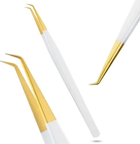 Miniatura 28 de Pinzas de aislamiento para extensión de pestañas, pinzas curvadas para aislamiento, acero inoxidable japonés de 5.5 in, lo mejor para aislamiento