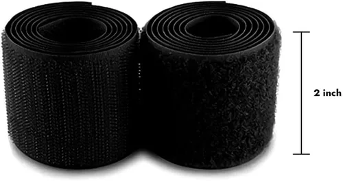 Miniatura 2 de Cinta de gancho y bucle negra de 2 pulgadas de ancho para coser, no adhesiva, de 1 yarda de largo, cinta de gancho y bucle de nailon negro, juego