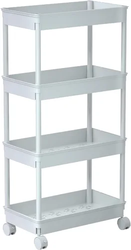 Miniatura 8 de Sooyee Carrito de Almacenamiento Delgado de 4 Niveles, Carrito de Almacenamiento con Ruedas, Estante Estrecho, Estante de Baño, Unidad de Estantería