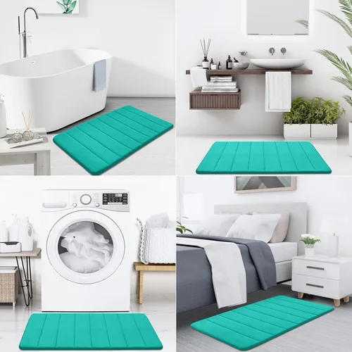 Miniatura 7 de Buganda Tapete de baño de espuma viscoelástica, 70 x 24 pulgadas, ultra suave y antideslizante, absorbente de agua y lavable a máquina, tapete