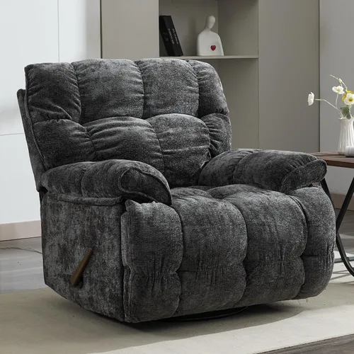 Miniatura 10 de Silla reclinable mecedora extra grande, sillón reclinable con giro eléctrico para sala de estar, reclinables mecedores acolchados extra anchos