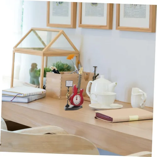 Miniatura 8 de KOMBIUDA Reloj de escritorio de instrumentos musicales, reloj de noche analógico único para decoración del hogar y la oficina, elegante adorno
