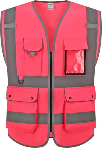 Miniatura 9 de XIAKE Chaleco de seguridad reflectante para hombres y mujeres, chaleco de alta visibilidad clase 2 con bolsillos, cumple con las normas ANSI Malla