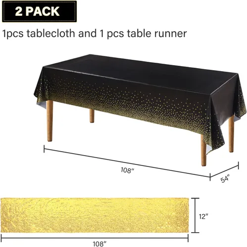 Miniatura 2 de Irenare Juego de Mantel y Camino de Mesa con Lentejuelas, Diseño de Lunares y Confeti, Cubierta de Mesa de Plástico con Purpurina, Decoraciones