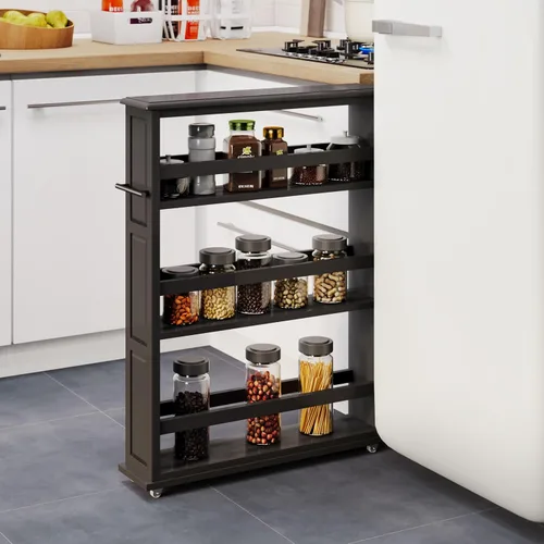 Miniatura 14 de Lavish Home Carrito de almacenamiento delgado de 3 niveles, carrito rodante estrecho de 16.7 x 9 pulgadas con asa y ruedas para baño, lavandería