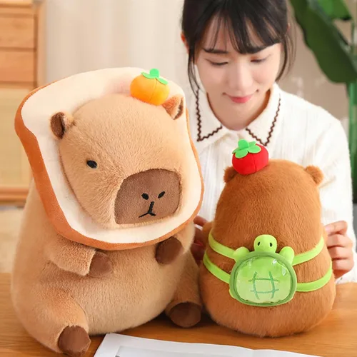 Miniatura 8 de Ditucu Bonita almohada de felpa Capybara naranja con mochila de tortuga, animales de peluche, juguetes de peluche Capibara, regalos para niños