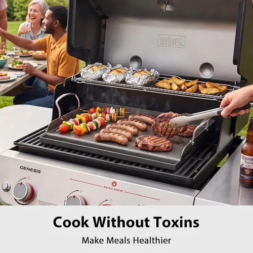 Miniatura 2 de Utheer Plancha antiadherente de hierro fundido de 17 x 13 pulgadas para parrilla de gas, sartén de cocina para parrilla de gas al aire libre, placa