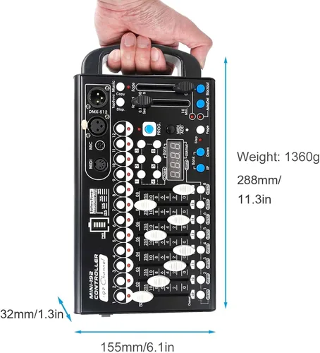 Miniatura 7 de Controlador Dmx de batería con Midi, controlador Dmx portátil para luces de cabeza móvil, consola de iluminación controlador Dmx 192, controlador