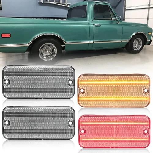 Luces de posición laterales LED de repuesto para camionetas Chevy C/K 1968-1972 1968-1995 Serie G G10 G20 Van ámbar delanteras y traseras rojas