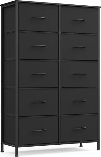 Miniatura 35 de SONGMICS Cómoda para dormitorio, cómoda, acero, MDF, 4 cajones de tela no tejida, unidad organizadora de almacenamiento, armario, entrada, negro