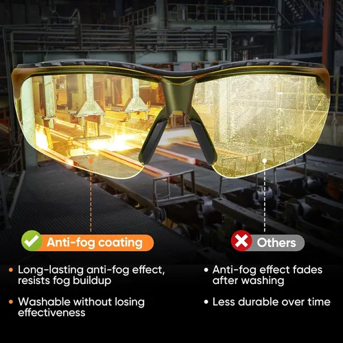 Miniatura 6 de TICONN Gafas de seguridad antivaho para hombres y mujeres, gafas protectoras ANSI Z87.1 a prueba de rayones con brazos ajustables y protección UV
