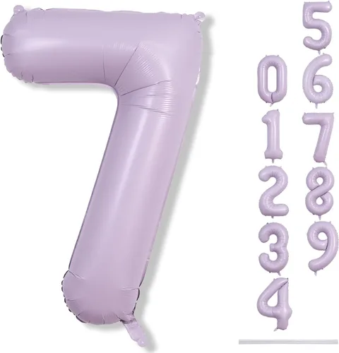 Miniatura 38 de Globos morado pastel de número 12, 40 pulgadas, globos gigantes de aluminio, de mylar, número 1 y 2, para niñas de 12 años, globos lilas