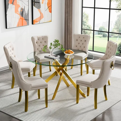 Miniatura 20 de HomVent Juego de mesa de comedor redonda de vidrio de 3 piezas, juego de mesa de comedor de vidrio templado para 2 mesas de cocina con 2 sillas