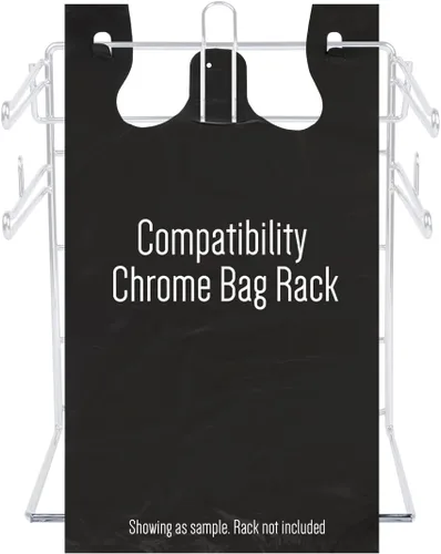 Miniatura 3 de Bolsas grandes para camisetas en relieve color negro liso (400 unidades), 12 x 7 x 22 pulgadas, 17 micrófonos, bolsas negras con asa, a granel