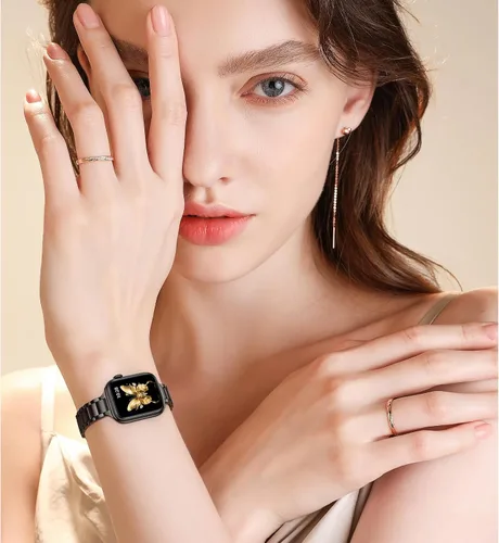 Miniatura 7 de WFEAGL Correas delgadas de metal compatibles con Apple Watch de 1.65, 1.57, 1.5, 1.46 pulgadas (Series 11 10) para mujeres, pulseras delgadas