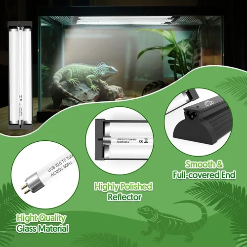 Miniatura 5 de QZQ Kit combinado de accesorio de luz T5 UVB para reptiles 8W, luz UVB de 10.0 para reptiles, campana de terrario viene con lámpara de reptil